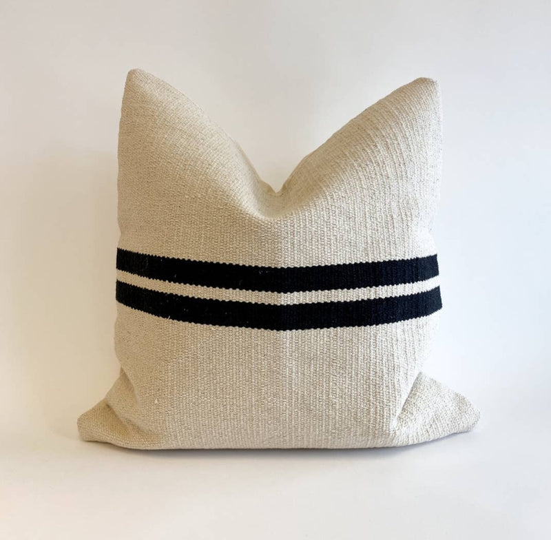 20" Handwoven Double-Stripe Pillow