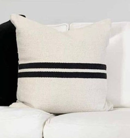 20" Handwoven Double-Stripe Pillow