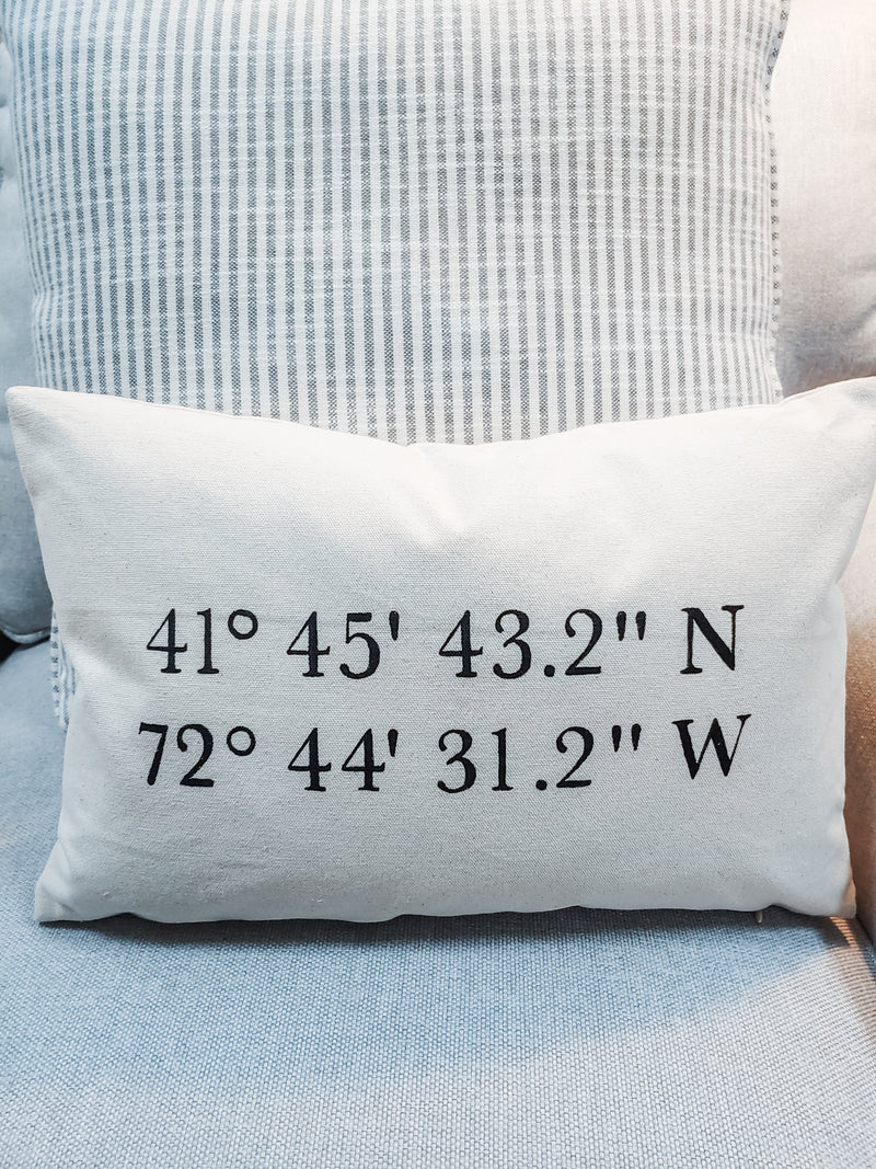 West Hartford Longitude/Latitude Lumbar Pillow | 100% Cotton